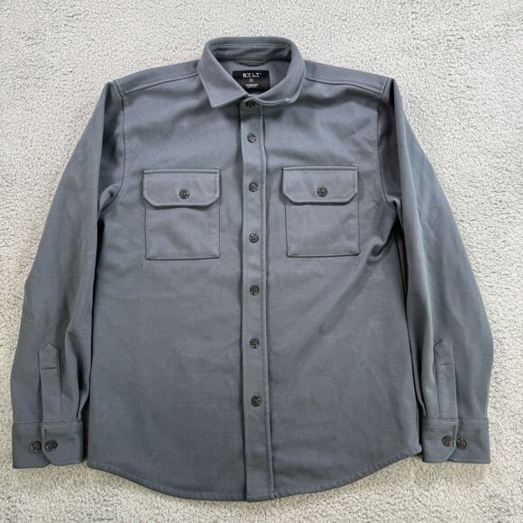 BYLT BASICS Men's S Heavyweight Overshirt Field Shacket Button Up SLATE BLUE - Picture 1 of 8